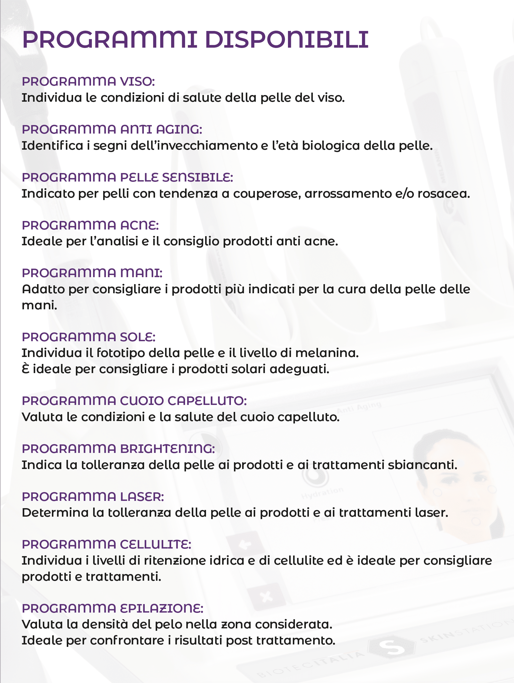 I programmi Skin Station